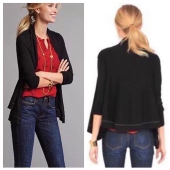 Cabi Winsome black double layer open front cardigan size Small #3355 - Picture 1 of 14